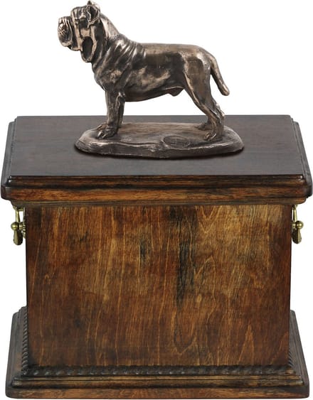 Elegante urn voor de as van een Neapolitaanse Mastiff met beeldje
