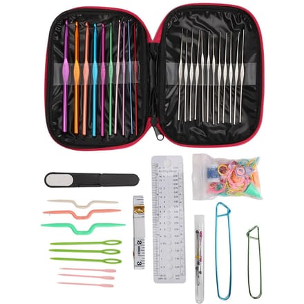 100 stuks set trui brei gereedschap 22 metalen haaknaalden set naai gereedschap kit met doe-het-zelf roze