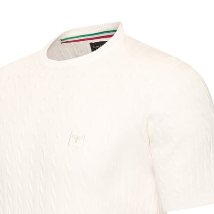 Cappuccino Italia - Heren Tee SS Loreto Cable Knit - Wit - Maat M