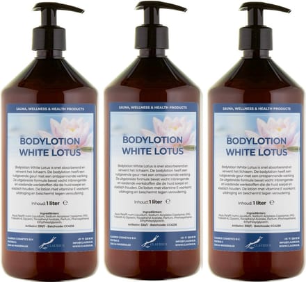 Bodylotion White Lotus 1 Liter - met gratis pomp - set van 3 stuks