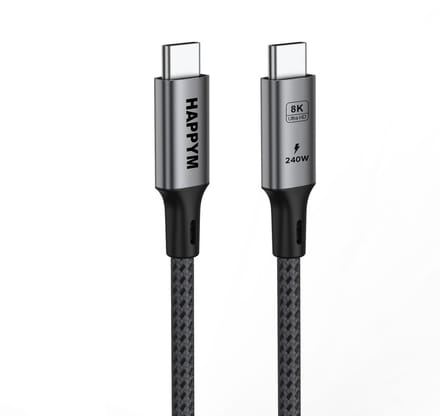 USB-C 4.0 Kabel 1 Meter – USB4 40Gbps – 240W Snelladen – Nylon Gevlochten – Laptop