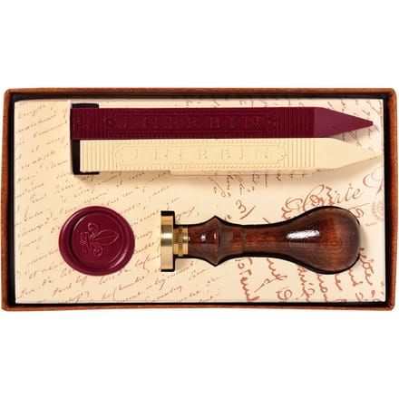 Jacques Herbin Zegelwax - Sealing Wax - Rood - Wit - 2 Was staven - 1 Stempel - Lelie afdruk