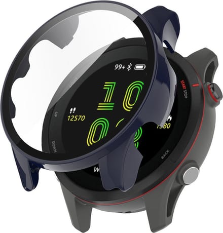 Watch case screenprotector - hoesje - gehard glas - geschikt voor Garmin Forerunner 255 - donkerblauw