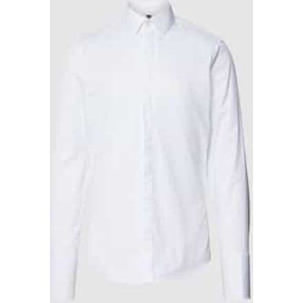 Slim fit smokingoverhemd van twill