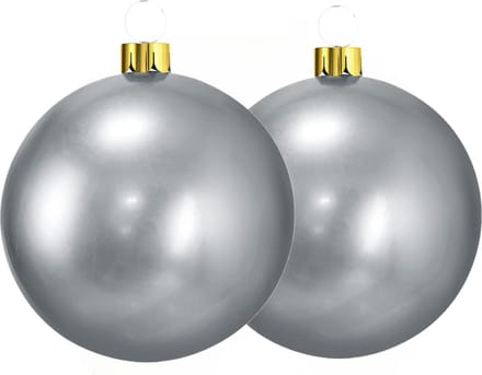 Christmas Decoration mega grote kerstballen - 2x - 45 cm - zilver - opblaasbaar