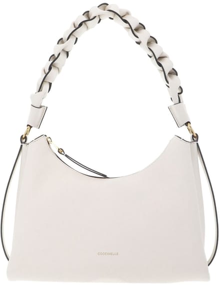 COCCINELLE Leren schoudertas Boheme Grana Double Shoulder Bag Pearl / Cognac crème