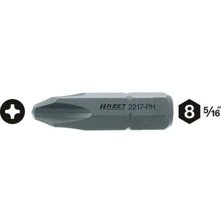 Hazet 2217-PH1 2217 Kruis-bit Aandrijving: 5/16 (8 mm) Uitvoering: Kruiskop Phillips PH 1 32 mm