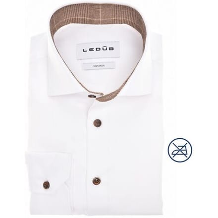 Ledûb Overhemd Plain White Flannel Contrasted Wit / male