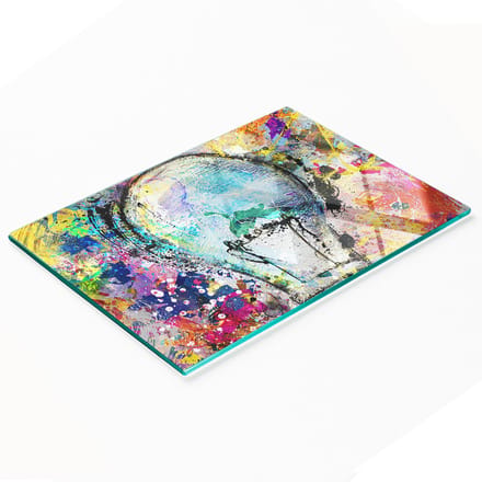 Serveerplank van gehard glas met gloeilampmotief, 80x52 cm