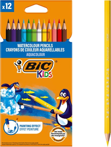BIC Kids Aquacouleur Aquarel Kleurpotloden Etui van 12 stuks