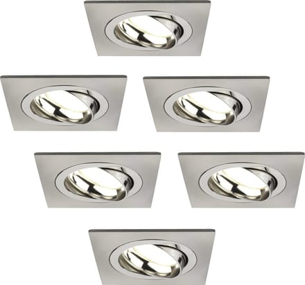Ledvion - 6X LED Inbouwspot Sevilla - Dimbaar - 3W - 4000K - Ø92 mm - RVS