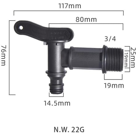 S60x6 Schroefdraad Plastic IBC Tank Kraan 1/2 Connector Vat Koppeling Ontluchtingskraan Schakelaar Tuinslang Fitting black