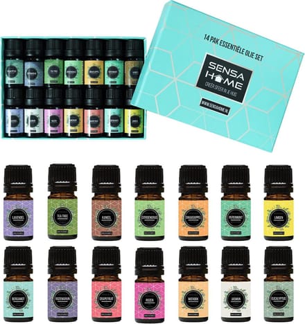 SensaHome Etherische Oliën 14 stuks - 100% puur en natuurlijk - Geschikt voor Aroma diffuser- Essentiële olie set