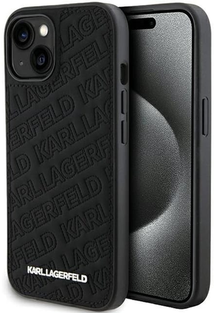 Karl Lagerfeld - Gekanteld Etui - iPhone 15 - Quilted - Zwart - Elegant Design