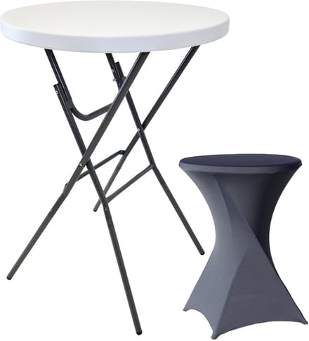 Bartafel met deksel Inklapbare partytafel Ø 80 cm hoogte 110 cm in wit met deksel in antraciet