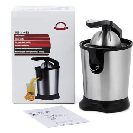 Elektrische Citruspers Knijper Roestvrij Staal Sinaasappelsap Extractor Machine voor Limoen Grapefruit L black