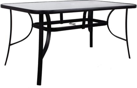 Springos Tuintafel | Buitentafel | Eettafel Buiten | Metaal | Gehard Glas | 150 x 90 x 71 cm | Zwart