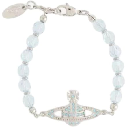 Bracelet Perles Messaline Saturne Vivienne Westwood Bracelets Unisexe Argent Transparent-Bleu R04539238 Basic Packaging-Dust Bag+Box white