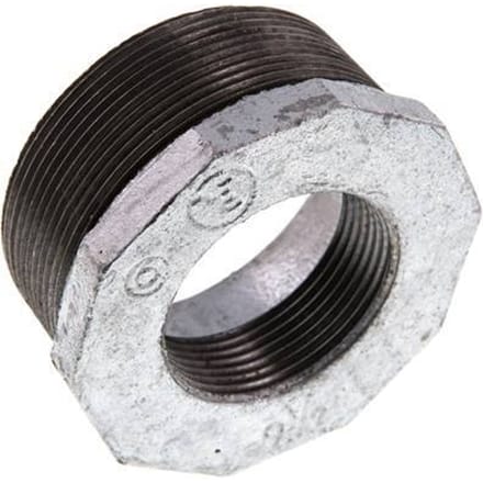 R 2 1/2'' x Rp 1 1/2'' M/F Verzinkt Gietijzeren Verloopring 25 Bar