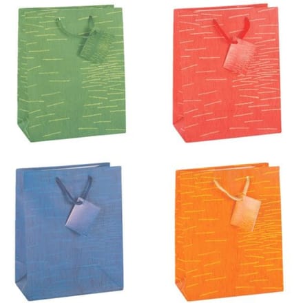 TSI geschenktasje Laura, medium formaat, 18 x 10 x 23 cm, scheurvast, set van 12, geassorteerde kleuren
