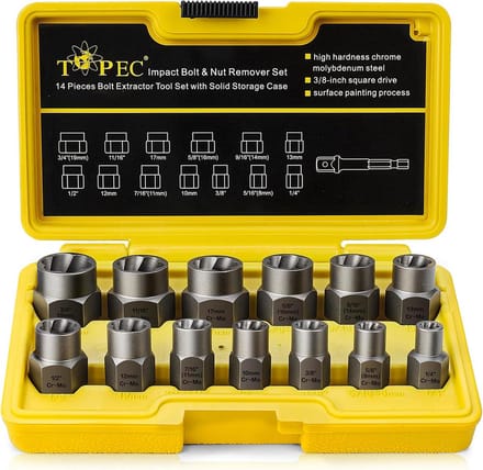Impact Bolt en Moer Verwijder Set - 13 Stuks met Moer Extractor Socket en Bolt Remover Tool voor Beschadigde en Geroeste Bouten