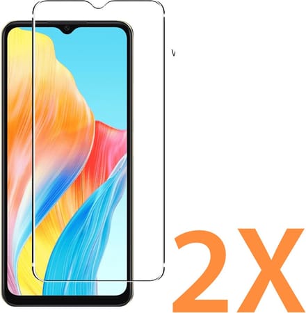 Glasplaatje Geschikt voor: OPPO A38 - 2x Screenprotector - screen protector - glas - bescherm - beschermglas