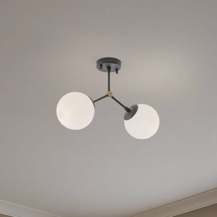 Opviq Plafondlamp Damar, zwart, glas, 2-lamps, lengte 44 cm
