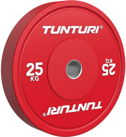 Tunturi Platinum bumperplates - Halter gewichten - Halterschijven - 1x 25kg - Rood