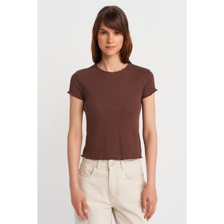 Dames Slim Fit Katoenen Rondhals T-Shirt