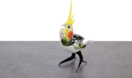 Valkparkiet van glas transparant - Vogel - Vogeltje - Glasbeeldje - Sculptuur van Glas