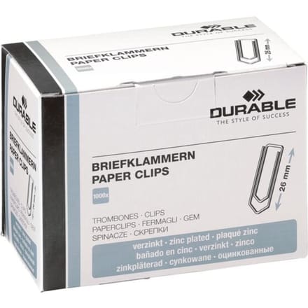 DURABLE Paper clips 26 mm zinc-plated pack of 1000