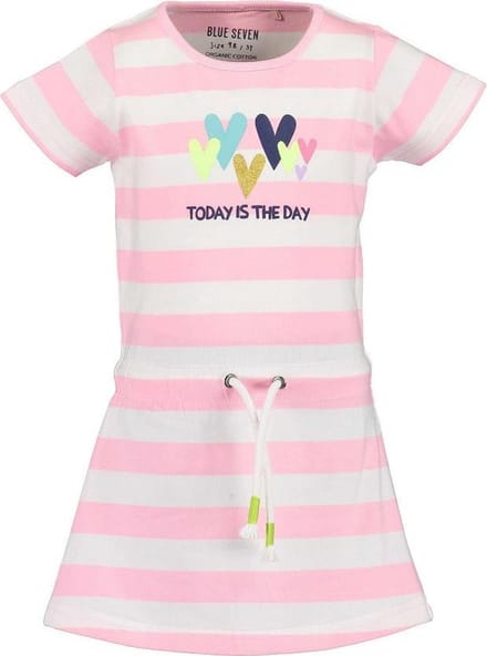Blue Seven - jurk - gestreept - roze