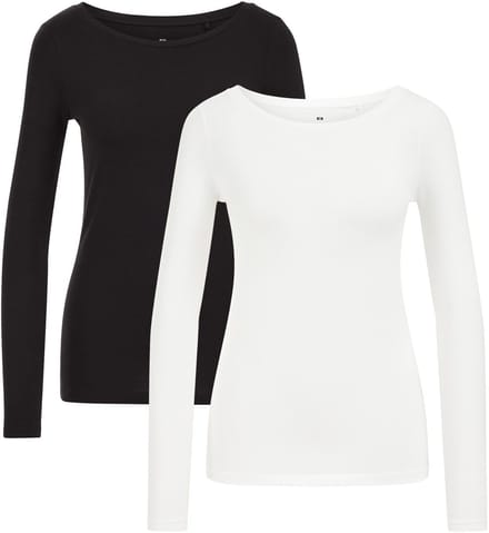 WE Fashion Dames T-shirt van katoenmix, 2-pack