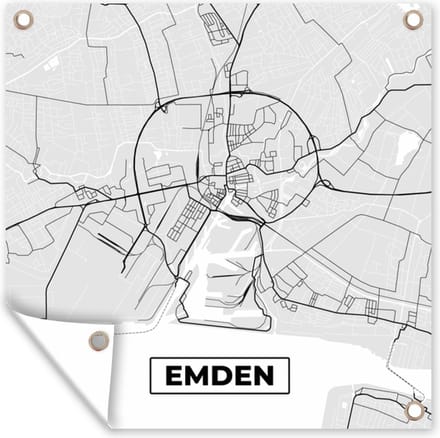 Tuindoek Kaart - Plattegrond - Duitsland - Emden - Stadskaart - 100x100 cm