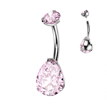 Piercing titanium prong-set drup roze - LMPiercings