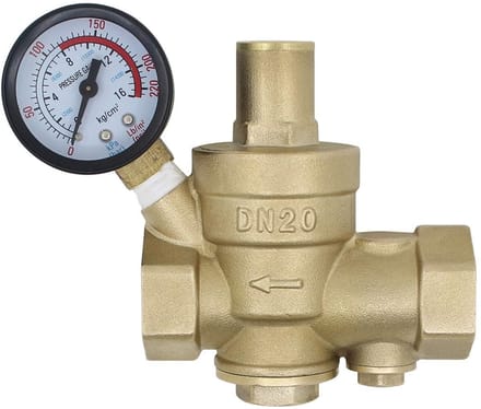 Cosensi- Drukregelaar met Manometer - Waterdrukregelaar - Verstelbaar 1.5-10 bar - Messing - Interchangeable Filter - Max. temperatuur 80 °C