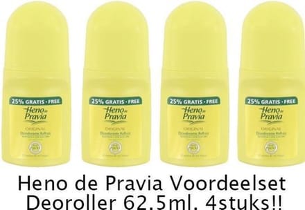 Heno de Pravia - 62,5 ml - Deodorant - 4 st - Voordeelverpakking