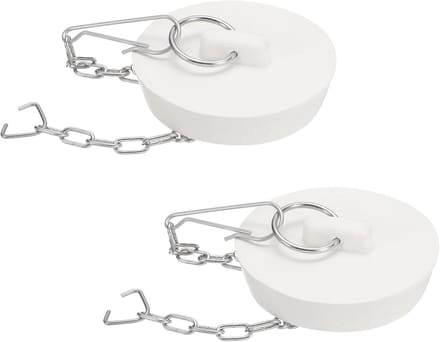 Badstoppers Rubber - Afvoerstop Keuken - Water Dicht Maken - Met Ketting - 53-55 mm - Wit