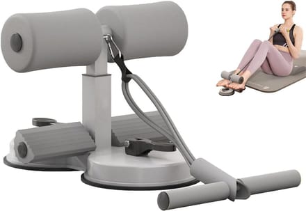 Sit Up Bar - Buikspier Trainer - Thuis Trainen - Dubbele Zuignap Stabiliteit - Verstelbare Hoogte - Grijs