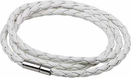 Fako Bijoux® - Wikkelarmband - Gevlochten - Pinsluiting - Wit