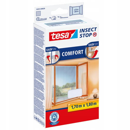 Tesa Comfort Serie - Witte Raamhor - 1,7 x 1,8m - Herbruikbaar - UV-bestendig