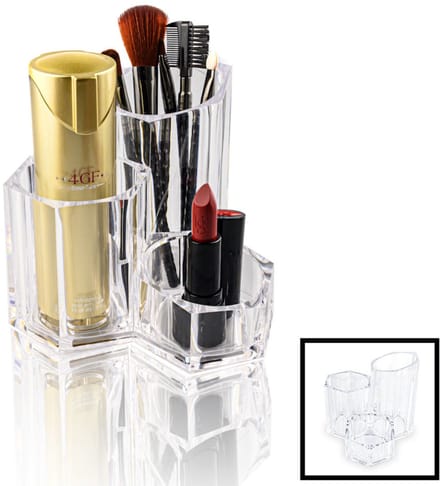 Ronde Make up Organizer met 3 Vakken - Makeup Organizer Transparant - Sieraden - Make-up - Cosmetica - Opbergdoos
