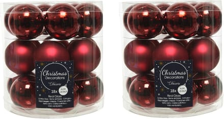 Decoris Kleine kerstballen - 36x st - donkerrood - D4 cm - glas - kerstversiering