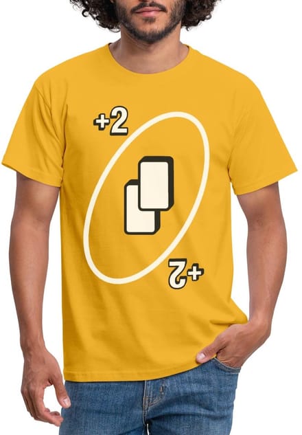 UNO +2 Kaart Kostuum Neem 2 T-Shirt Heren