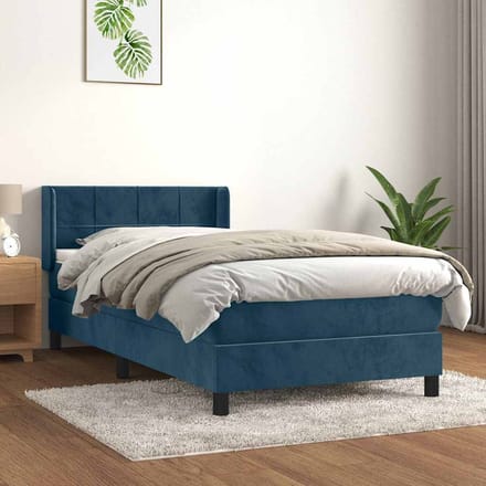 vidaXL - Boxspring - met - matras - fluweel - donkerblauw - 80x200 - cm