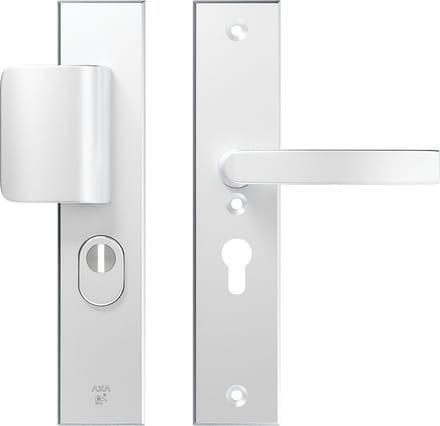 AXA Veiligheidsbeslag (Edge Plus) Aluminium glad: Duwer-Kruk (model D-duwer/Blok) PC55 met kerntrekbeveiliging SKG***
