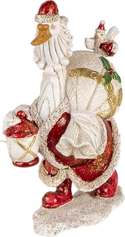 Clayre & Eef Beeld Eend 11x7x17 cm Wit Rood Kunststof