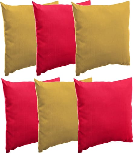 Hesperide Bank/sier/tuin kussens - binnen/buiten - set 6x stuks - geel/emerald groen - 40x40 cm