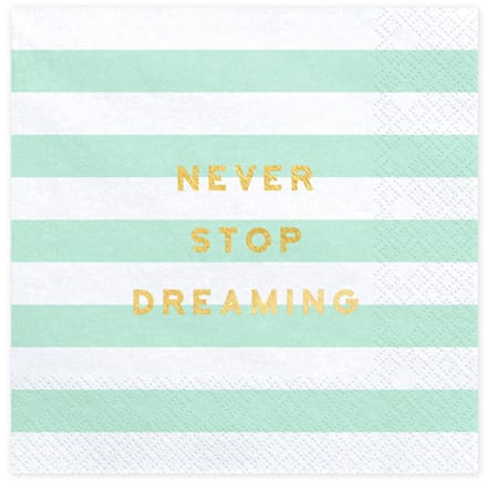 PartyDeco - Servetten - Yummy - Never Stop Dreaming 20 stuks