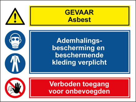 Bouwplaats gevaar asbest sticker 280 x 210 mm